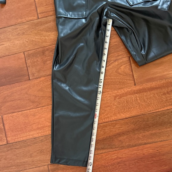 Who What Wear Women Black High Rise Faux Leather Belted Paperbag Trouser Pants 2 - Picture 9 of 9